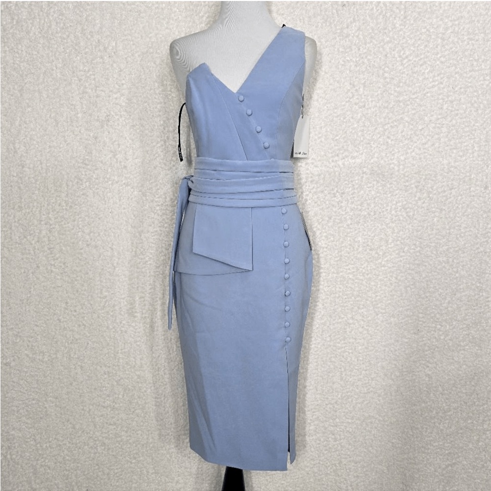 Alice & Lavish Size 4 Elegant Origami Blue Button-Down Dress. NWT!